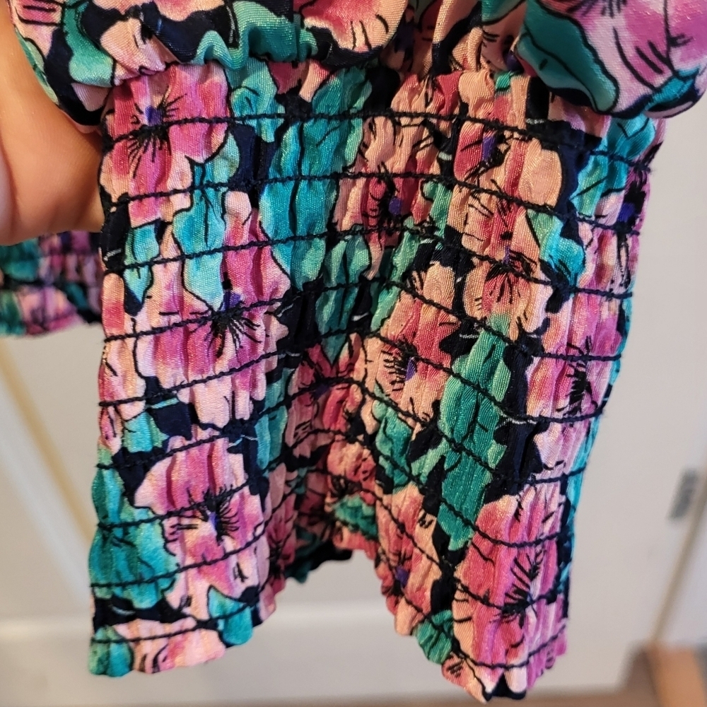 Vintage Evanna Colorful Floral Long Sleeve Blouse Made In USA Size 12 - Picture 5 of 9